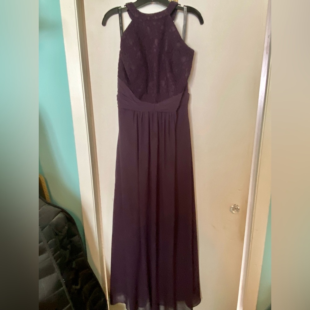 Bill Levkoff gown, plum, lace bodice, size 20